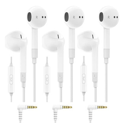 LUDOS FEROX 3 Pack Wired Earbuds in-Ear Headphones, 5 Year Warranty, Earphones with Microphone, Noise Isolation for 3.5mm Jack Ear Buds for iPhone, Samsung, Computer, Laptop, Kids, School Students - size: 3 Pack