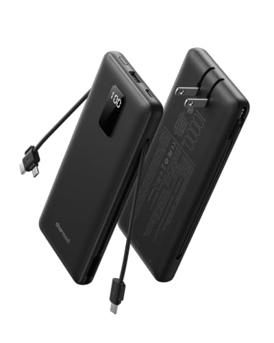 charmast Portable Charger Power Bank 10000mAh with Built-in AC Wall Plug - color: Black