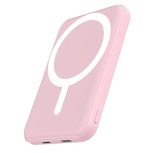 podoru for MagSafe Power Bank 5000mAh, Ultra-Slim Magnetic Portable Charger - color: Pink