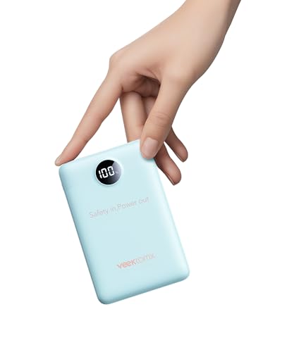 VEEKTOMX 10000mAh Mini Power Bank, 22.5W Fast Charger for iPhone Android - color: Blue