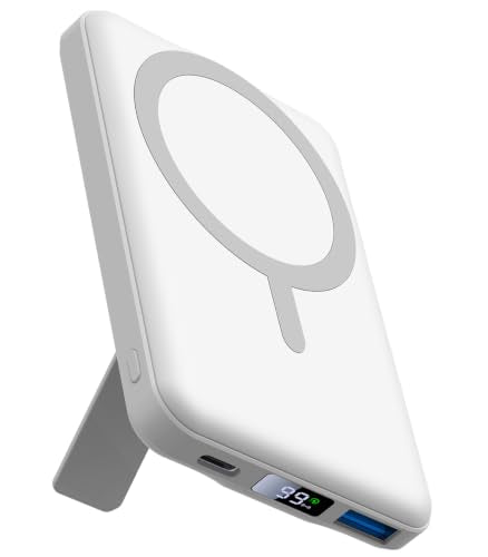 AOGUERBE for MagSafe Portable Charger, 10000mAh Magnetic Charger for iPhone - color: Polar White