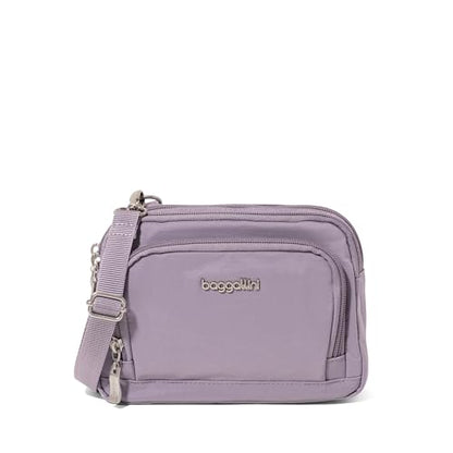 Baggallini Triple Zip with Front Wallet/Trifecta RFID Wallet Crossbody - color: Lilac
