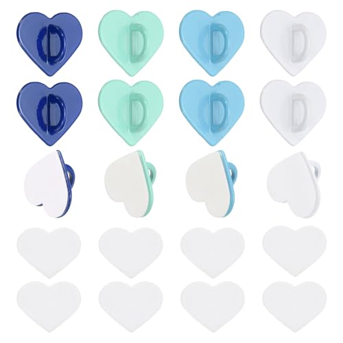 MECCANIXITY 12 Pcs Heart Phone Charm Hook, Adhesive Cell Phone Charm Holder Metal Finger Grip Loop for DIY Case Pad Tablet, White/Mint Green/Sky Blue/Deep Blue - color: White/Mint Green/Sky Blue/Deep Blue
