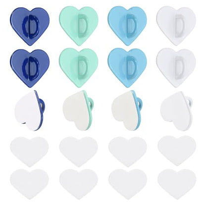 MECCANIXITY 12 Pcs Heart Phone Charm Hook, Adhesive Cell Phone Charm Holder Metal Finger Grip Loop for DIY Case Pad Tablet, White/Mint Green/Sky Blue/Deep Blue - color: White/Mint Green/Sky Blue/Deep Blue