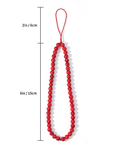 Natural Semi-Precious Gem Stones Beaded Phone Charm - style: Red Turquoise
