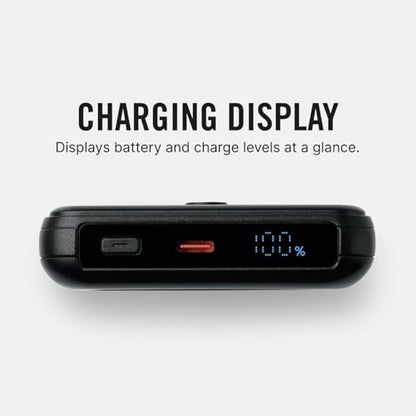 Ridge 20W Magnetic Power Bank Battery Pack 10,000mAh - Fast Charging, Compatible with MagSafe - Portable Charger Flight-Safe Travel Powerbank - Built-in Cables & Magnetic Attachment (Matte Black) - color: Matte Black