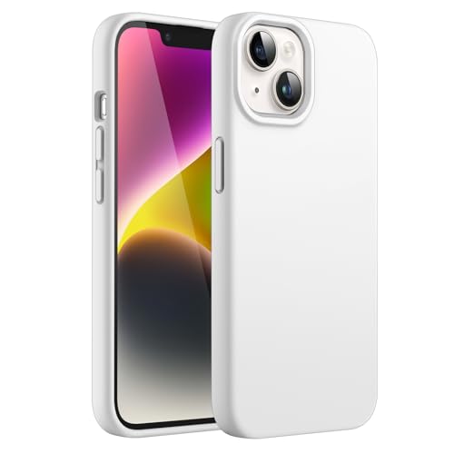 JETech Silicone Case for iPhone 14, White | Silky Soft Touch, Shockproof Protection, Scratch Resistant, Microfiber Lining - color: White, size: iPhone 14