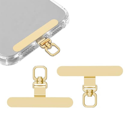 2 Pack Stainless Steel Phone Tether Tabs - Sturdy Universal Lanyard Patches for Phone Cases, 360° Rotatable Metal Phone Lanyard Tab, Anti-Loss & Prevent Phone from Falling（Gold） - color: Gold
