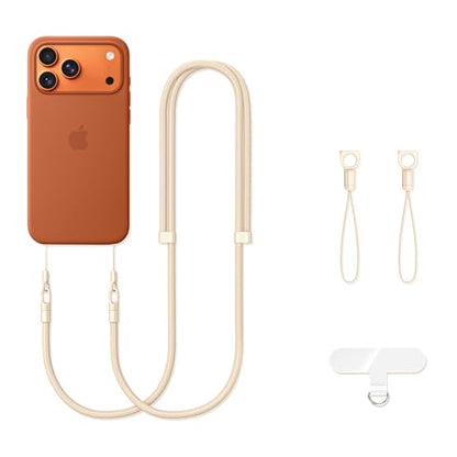 Phone Lanyard with 1 Phone Tab+2 Lanyard Holes, Camera Strap Crossbody Strap, Comfortable Durable, Anti-loss Outdoor & Travel for Iphone 17/Air/Pro/Max Phone Cases - color: 17-off-white