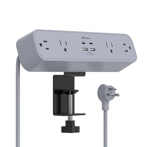 Mifaso PD30W Desk Clamp Power Strip, Surge Protector, Fast Charging Station - color: Gray, size: PD30W