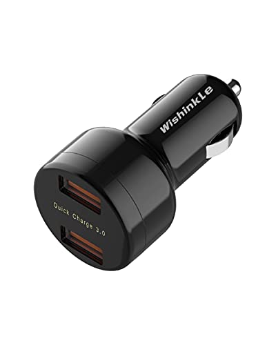 Car Charger, Mini 36W Dual USB QC 3.0 Ports Fast Car Charger Adapter Compatible with Samsung Note 9/Galaxy S10/S9/S8, Black