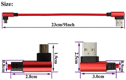(23cm/9inch 90 Degree Micro USB Cable Right Angle USB 2.0 A Male to Micro Male Fast Sync & Charging Cable for Android, Samsung, LG,Huawei, Smartphones & More(Red/3-Pack) - color: 0.23m/Red