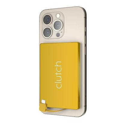 Clutch - Pro USB-C Portable Charger - Compatible with iPhone 15, 16, 17 & Android Devices - Power Bank Magnetic Battery - TSA Travel Approved - USB Rechargeable - Built-in Cable - 5000 mAh - 3.7oz - color: Yellow