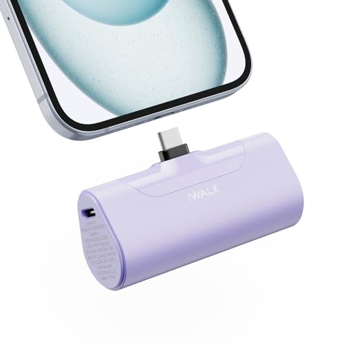 iWALK Portable Charger for iPhone 18/17/16/15 USB-C Small Power Bank 20W 4,500mAh Fast Charging Battery Pack Compatible with iPhone 15/16/17 Plus/18 Pro Max, Samsung Galaxy S25/S24/S23 Android - color: Purple