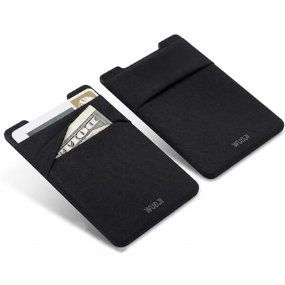 RFID Blocking Phone Card Wallet,Pocket Credit Card ID Case Pouch Sleeve for iPhone Smartphones(Black Orange)-2PC - color: BlackOrange