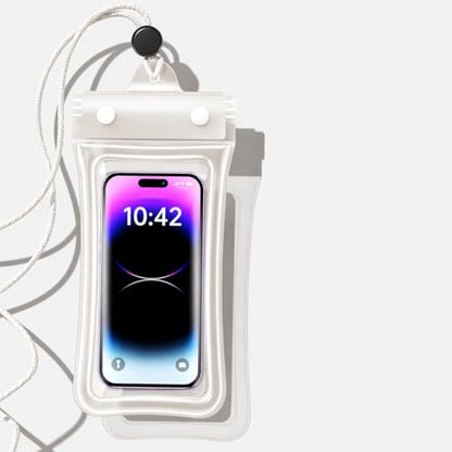 Floating Waterproof Phone Pouch with Airbag, Touchscreen Dry Bag | Buoyant Phone Protection: Built-in airbag, multi-layer seal and clear touch window support beach, pool and water-sport use. - color: White