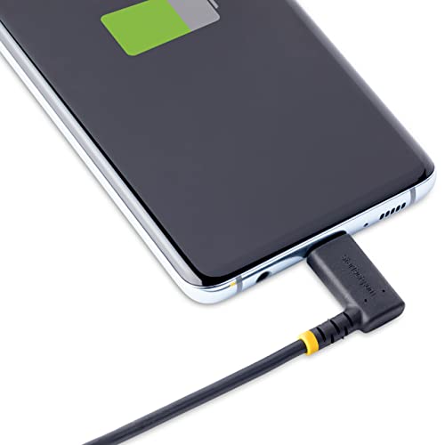 StarTech 1ft/30cm USB-A to USB-C Right-Angle Cable, Black, 3A, USB 2.0 - size: 1 ft / 30 cm, style: right angle