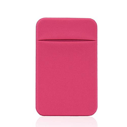 Neoprene Cell Phone Card Holder 6 Cards Adhesive Mini Secure Wallet ID Credit Card Pocket Purse stick on Smartphone for iPhone 16/15/SE, Galaxy S24/S23/A75/A55/A14/Note 22 Ultra (Rose) - color: Rose