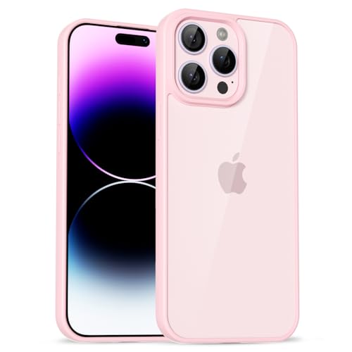 for iPhone 14 Pro Max Case Clear, Cute Transparent 14 Pro Max Phone Case Hard Shell & Soft Silicone Bumper & Clear Back, Acrylic Plastic TPU Non Yellowing Phone Cover for Women, Light Pink - color: Light Pink, size: 14 Pro Max