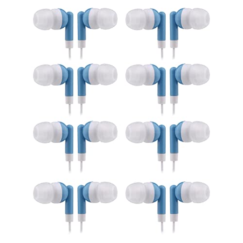CN-Outlet Wholesale Earbuds Bulk Headphones Individually Bagged 50 Pack for iPhone, Android, MP3 Player for Schools, Libraries, Hospitals (Blue) - color: Blue