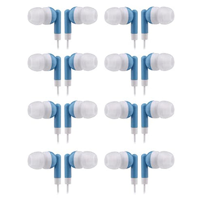 CN-Outlet Wholesale Earbuds Bulk Headphones Individually Bagged 50 Pack for iPhone, Android, MP3 Player for Schools, Libraries, Hospitals (Blue) - color: Blue