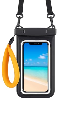 Waterproof Phone Pouch with Floating Strap – Universal Case for iPhone & Samsung – Fits up to 7” Phones – Clear PVC – 2 Pocket Design – Beach, Swim, Kayak Use