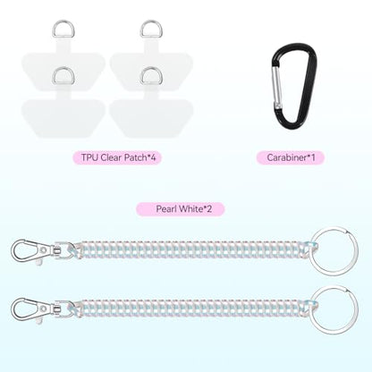 Doormoon Phone Tether Anti Theft, Phone Lanyard With Heavy Duty Carabiner - color: Pearlwhite - 2 Pack