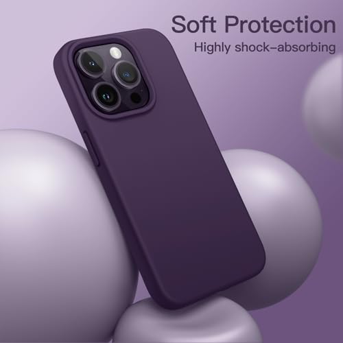 JETech Silicone Case for iPhone 14 Pro, Deep Purple | Silky Soft Touch, Shockproof Protection, Scratch Resistant, Microfiber Lining - color: Deep Purple, size: iPhone 14 Pro