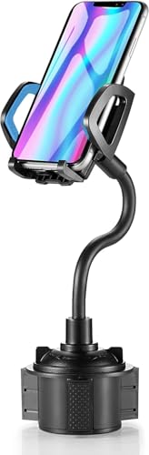 YUHENG Car Cup Holder Phone Mount, 360° Rotating Adjustable Gooseneck, Universal Cupholder Cell Phone Cradle for iPhone Samsung, Secure Fit, One-Touch Release - color: Blue