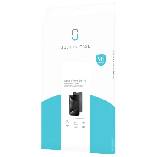 Just In Case Privacy Tempered Glass Screen Protector for iPhone 15 Pro - 9H, Anti-Spy Filter, High Transparency, Case-Friendly
