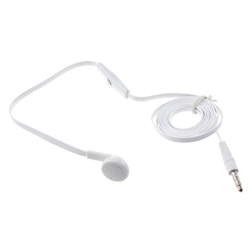 Mono Headset Wired Earphone Single Earbud 3.5mm Headphone Flat White Compatible with Kyocera DuraXV Extreme