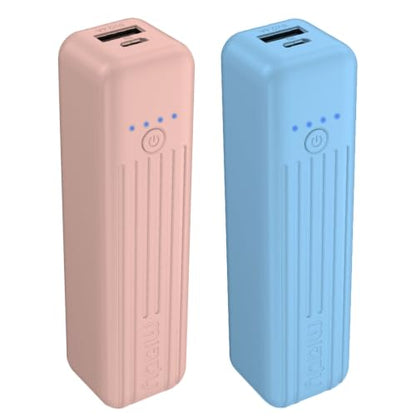 Miady 2-Pack Small Portable Charger Mini Power Bank Lipstick Battery Pack - color: Blue+Pink