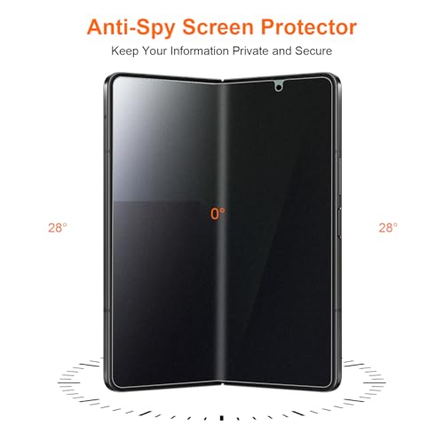 [2Set 6PCS] Screen Protector for Galaxy Z Fold 7, 2 Inner TPU Matte Privacy Films + 2 Outer Tempered Glass + 2 Camera Lens Protecters, Anti-Glare, No Creases, No Bubbles
