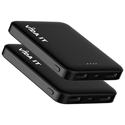 Vida IT 2-Pack Ultra Compact Power Bank Battery Pack for Heated Vest Jacket Coat Scarf Socks, 5000mAh USB Power Pack Portable Charger for iPhone Samsung Android Phone, Lightweight and Small 2A 5V DC - color: [2-Pack] Power Bank