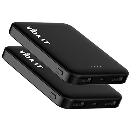 Vida IT 2-Pack Ultra Compact Power Bank Battery Pack for Heated Vest Jacket Coat Scarf Socks, 5000mAh USB Power Pack Portable Charger for iPhone Samsung Android Phone, Lightweight and Small 2A 5V DC - color: [2-Pack] Power Bank