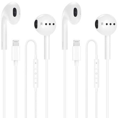[Apple MFi Certified] 2 Pack Lightning Wired Earbuds for iPhone Plug & Play