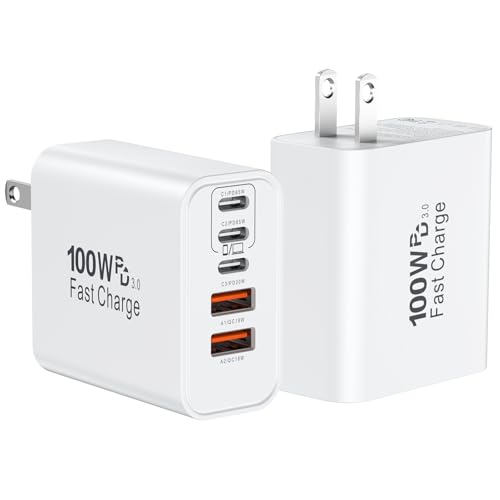 USB C Super Fast Charger Block, 100W USBC Charging Block Wall Plug Adapter - color: White