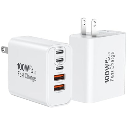 USB C Super Fast Charger Block, 100W USBC Charging Block Wall Plug Adapter - color: White