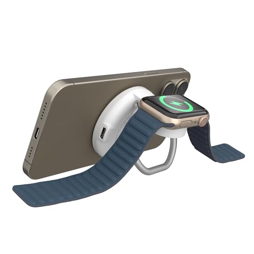 HyperJuice 2-in-1 Wireless Charger Qi2 Magnetic Stand — Fast Wireless Charger for iPhone, Apple Watch, & Qi Compatible Devices — Compact Adjustable 2 in 1 Charging Station Apple w/Built-in Kickstand - style: 2-in-1