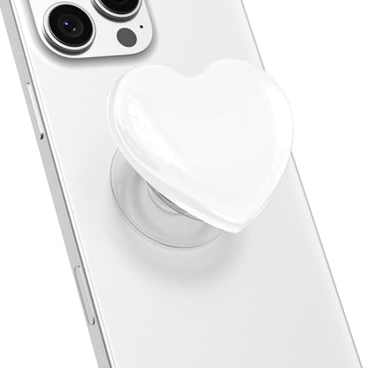 Svanove Heart Adhesive Phone Grip Holder, Cute Collapsible Glass Stick Phone Grip Stand Expanding Kickstand for iPhone Samsung Phones Accessories, 3D Crystal Pretty Glitter Love Sticky Grips, White - color: White, style: Adhesive