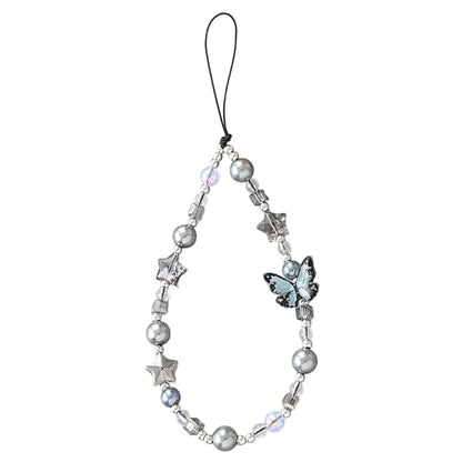 Beaded Phone Charm Lanyard Strap Girly Style Fixed Beads Pearl Lanyards - color: PH-wjzz-1