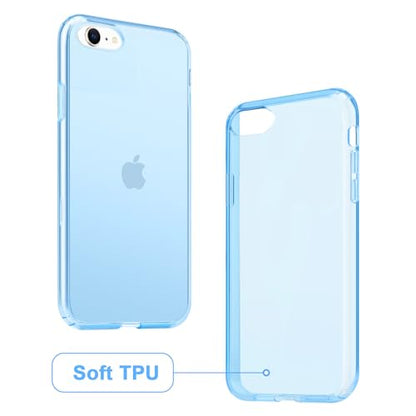JJGoo Compatible with iPhone SE Case 2022/2020, Compatible with iPhone 7 8 Case Clear Soft Transparent Shockproof Protective Slim Thin Bumper Phone Cover, Blue - color: Blue