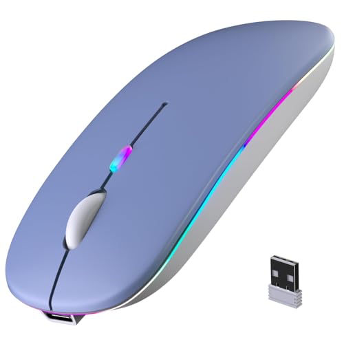 Afaartcci Rechargeable Wireless Mouse, Silent Bluetooth Mouse (Purple) - color: purple
