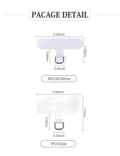 Phone Tether Tab 2 Pack,Universal Phone Lanyard Patch Without Adhesive,Phone Strap Replacement Part for Cell Phone (White&Clear) - color: White&clear