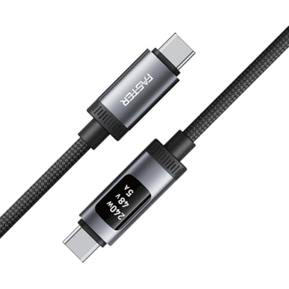 FASTER D8 USB-C to USB-C Cable with Real-time OLED Power Display, 3.9 ft