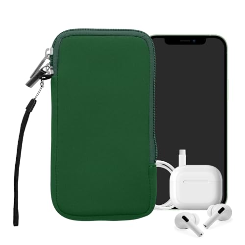 kwmobile Universal Phone Pouch Size XL - 6.7/6.8" - Neoprene Smartphone Pouch with Zip - Water-Repellent Mobile Phone Case - Sleeve in Moss Green - color: moss green, size: XL - 6.7/6.8"