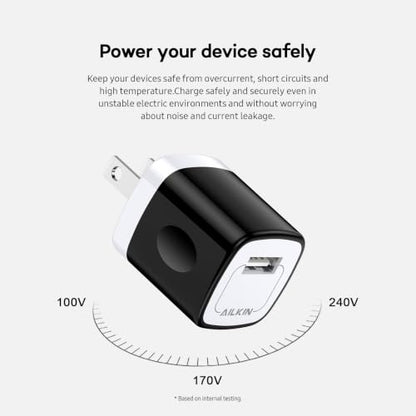 5 Pack USB Outlet Plug, Charger Block, Single Port USB-A Wall Charging Cube - size: 6ft, style: USB Wall Charger