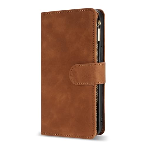 ZZXX Samsung Galaxy S24 Ultra 6.8 inch PU Leather Wallet Case with RFID Blocking, Card Slot, Kickstand (Brown) - color: Brown, size: Samsung Galaxy S24 Ultra