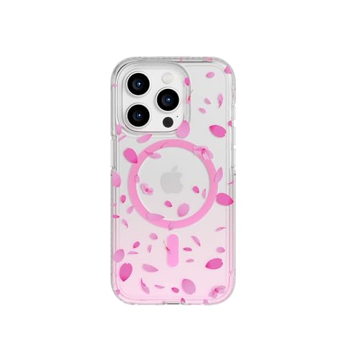 Tech21 FlexQuartz Phone case for iPhone 15 Pro - Compatible with MagSafe - 15x Military Standard Protection - Cherry Blossom Design - color: Pink, size: iPhone 15 Pro