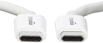 Amazon Basics USB-C to USB-C Fast Charging Cable, 480Mbps Speed, USB-IF Certified, for Apple iPhone 16/15, iPad, Samsung Galaxy, Tablets, Laptops, 9 Foot, White - color: White, size: 9-Foot